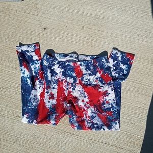 Faded Glory red white and blue patriotic leggings
